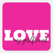 Sticker Carré White LOVE Hot Pink Valentine (Devant)