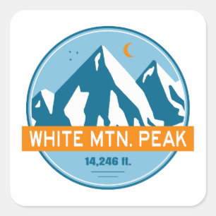 Sticker Carré White Mountain Peak California Stars Moon
