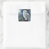 Sticker Carré White Owl Moonlight Thinking of You  (Sac)