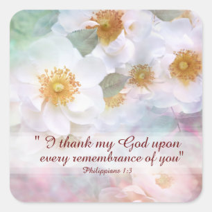 Sticker Carré White Roses merci et reconnaissance