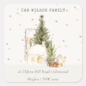 Sticker Carré White Snowfall Tree Maisons Noël (Devant)