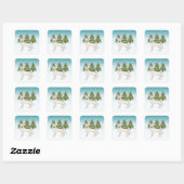 Sticker Carré White Swiss Shepherd White GSD Chien Forêt d'hiver (Feuille)