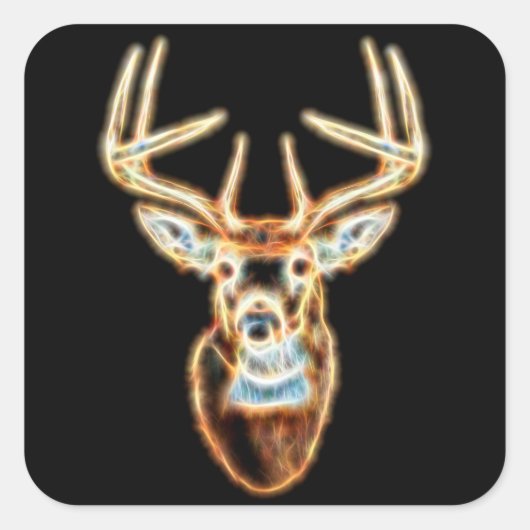 Sticker Carré White tail Deer Head Energy Spirit (Devant)