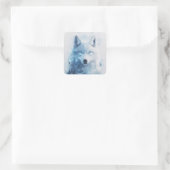 Sticker Carré White Wolf Portrait with Piercing Blue Eyes (Sac)