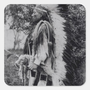 Sticker Carré White Wolf, un chef Comanche, c.1891-98