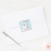 Sticker Carré Whole Llama Fun Cake 5e Anniversaire Aqua (Enveloppe)
