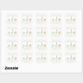 Sticker Carré Wild Boho animaux baby shower merci pour (Feuille)