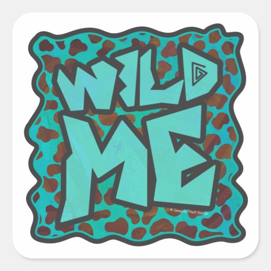 Sticker Carré Wild me Dalmatien Conception Brown et Turquoise (Devant)