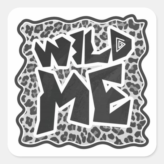 Sticker Carré Wild Me Leopard blanc et noir (Devant)