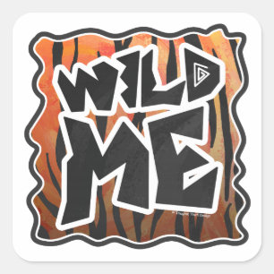 Sticker Carré Wild Me Tiger Hot orange et noir