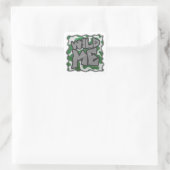 Sticker Carré Wild Me Vache Vert et blanc Imprimer (Sac)