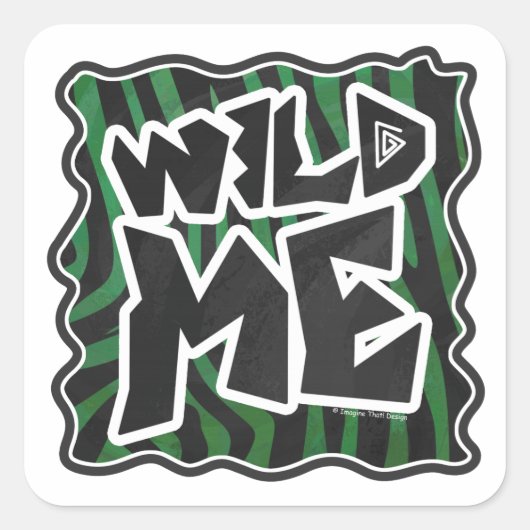 Sticker Carré Wild Me vert et noir zèbre modèle (Devant)