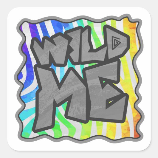 Sticker Carré Wild Me Zebra Rainbow et White Print (Devant)