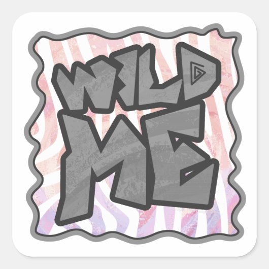 Sticker Carré Wild Me Zebra rose et blanc (Devant)