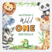 Sticker Carré Wild One Jungle Safari 1st birthday  (Devant)