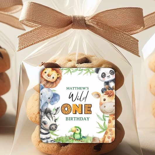 Sticker Carré Wild One Jungle Safari 1st birthday 