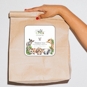 Sticker Carré Wild One Safari Animal Jungle Baby shower Favorise