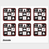 Sticker Carré Wilderness rustique & Animaux Buffalo Check Plaid (Feuille)