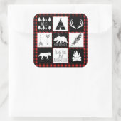 Sticker Carré Wilderness rustique & Animaux Buffalo Check Plaid (Sac)