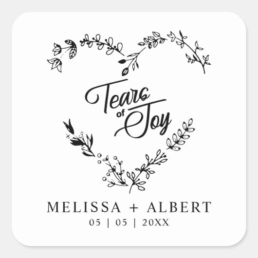 Sticker Carré Wildflowers Heart Tears of Joy Wedding Quote (Devant)
