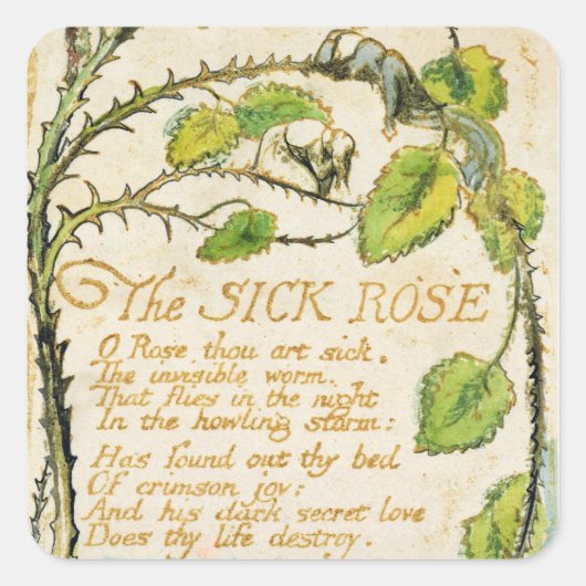 Sticker Carré William Blake | Le Rose malade, des chansons d'Inn (Devant)
