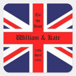 Sticker Carré William & Kate Mariage-Union Jack