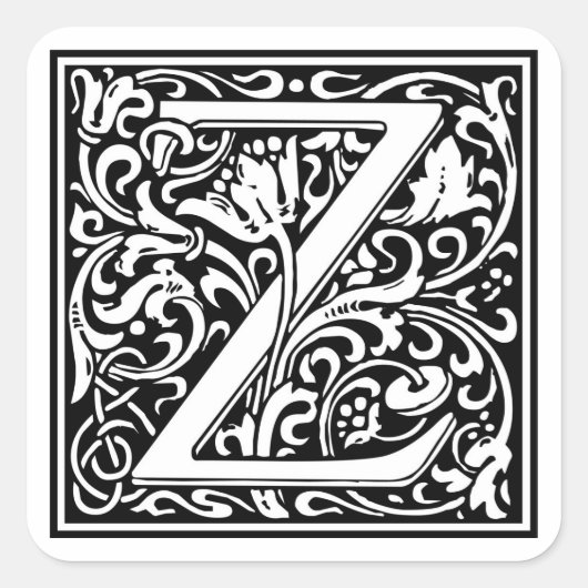 Sticker Carré William Morris Alphabet "Z" (Devant)