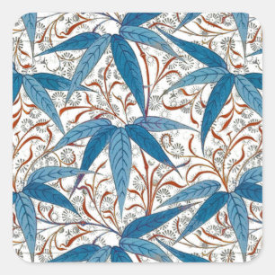 Sticker Carré William Morris Bamboo Print, Denim Blue & White