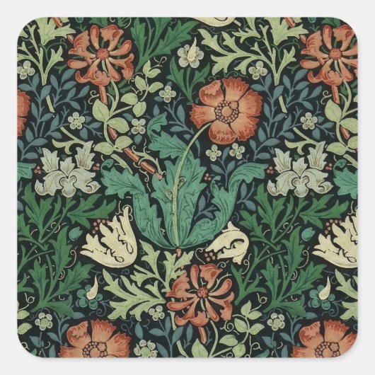 Sticker Carré William Morris Compton Floral Art (Devant)