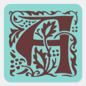 Sticker Carré William Morris Dark Red Monogram Artistes (Devant)