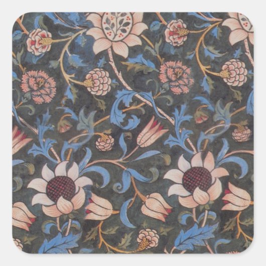 Sticker Carré William Morris Evenlode Textile Floral Art (Devant)