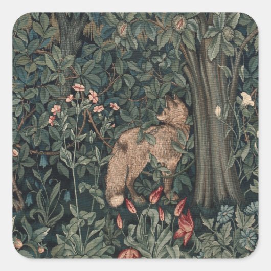 Sticker Carré William Morris Faune sauvage Fox (Devant)