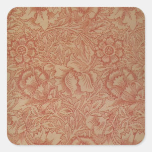 Sticker Carré William Morris Fleur de pavot rose Floral