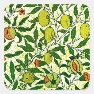 Sticker Carré William Morris Fruit exotique, Citron jaune