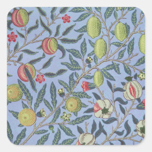 Sticker Carré William Morris Fruit grenade bleu ornement