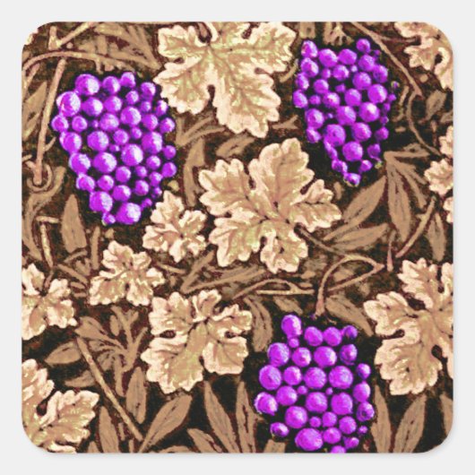 Sticker Carré William Morris Grapevine, Brown et violet (Devant)