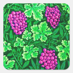 Sticker Carré William Morris Grapevine, Magenta et Green