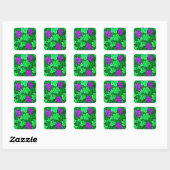 Sticker Carré William Morris Grapevine, violet et vert (Feuille)