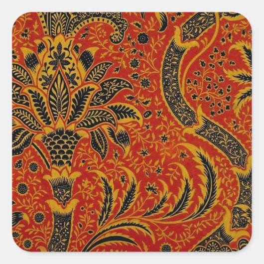 Sticker Carré William Morris Inde Floral rouge (Devant)