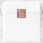 Sticker Carré William Morris Lettre E Monogramme Rouge initial (Sac)
