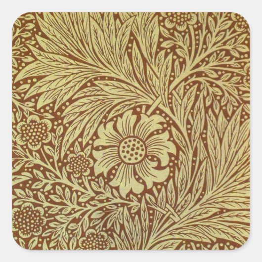 Sticker Carré William Morris Marigold Motif de fleurs antiques (Devant)