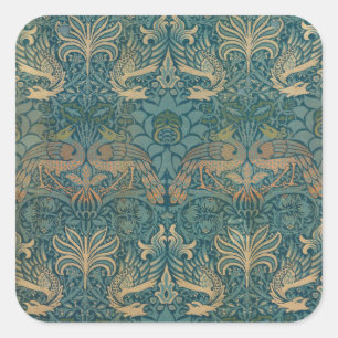 Sticker Carré William Morris Peacock and Dragon Textile Design
