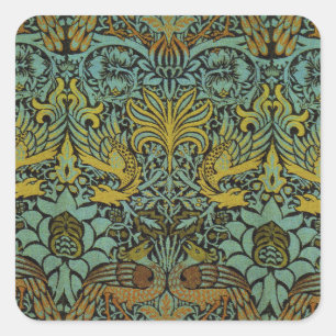 Sticker Carré William Morris Peacock Dragon Fond d'écran
