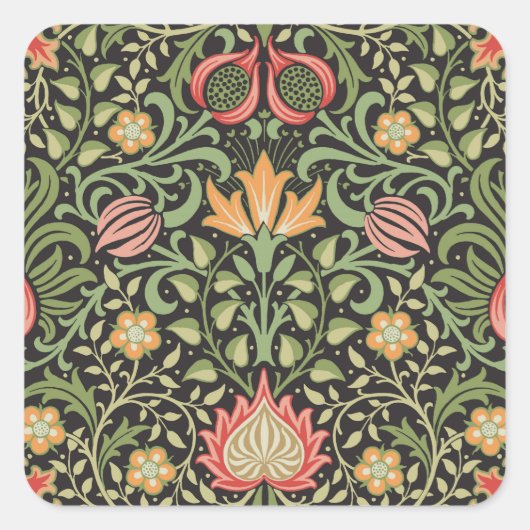Sticker Carré William Morris Persian Floral Antique (Devant)