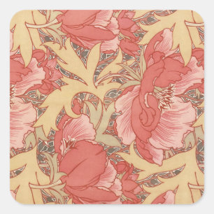 Sticker Carré William Morris Poppies Floral Art