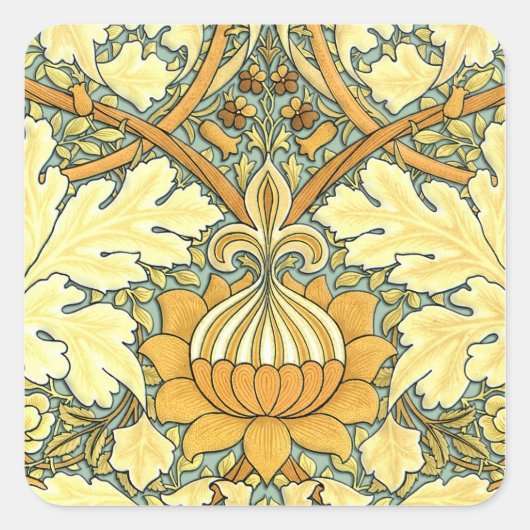 Sticker Carré William Morris riche motif floral (Devant)