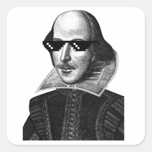 Sticker Carré William Shakespeare Avec Carré Lunettes de soleil