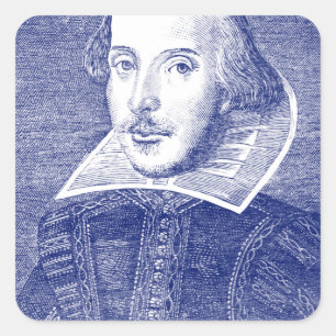 Sticker Carré William Shakespeare Portrait de First Folio
