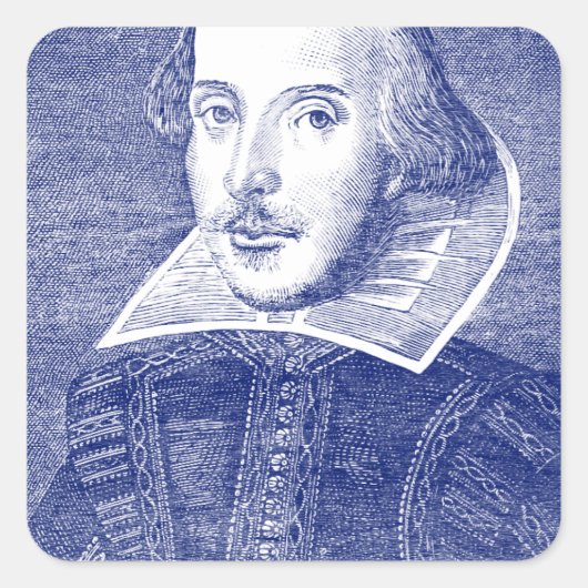 Sticker Carré William Shakespeare Portrait de First Folio (Devant)