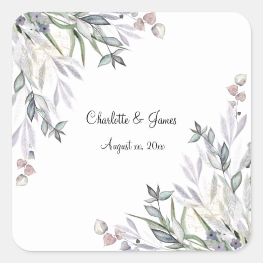Sticker Carré Willows doux Lilac, Heather écossaise, Mariage (Devant)